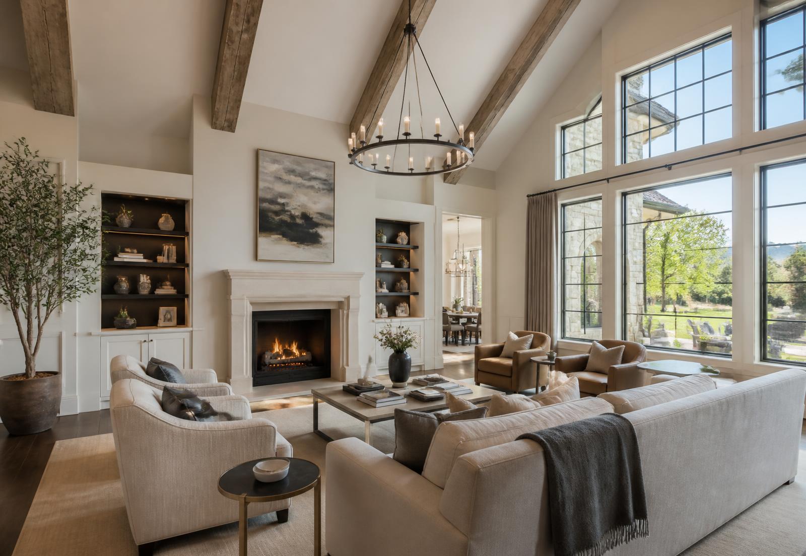 High-end custom home interior with detailed trim work